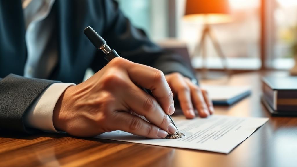 Professional notary signing documents